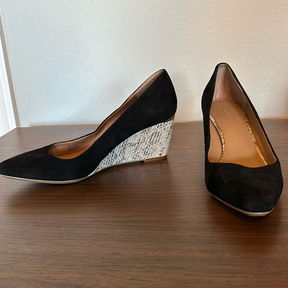Calvin Klein Wedge Shoes -Wedge: 3",Suede ,Snake Print Wedge,Slip On